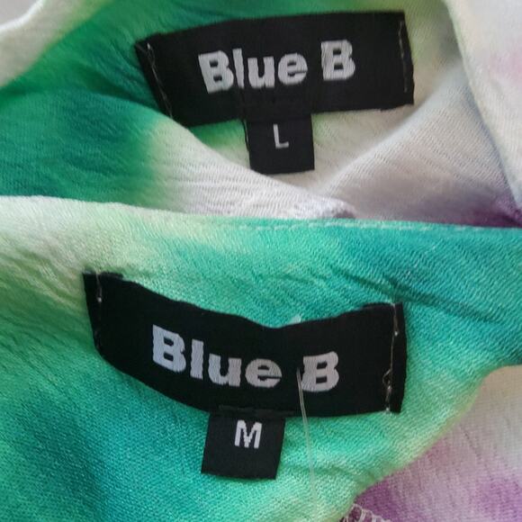 Blue B Junior Lightweight Rayon Tank Top in Colorful Purple & Green Tie Dye - Picture 9 of 9